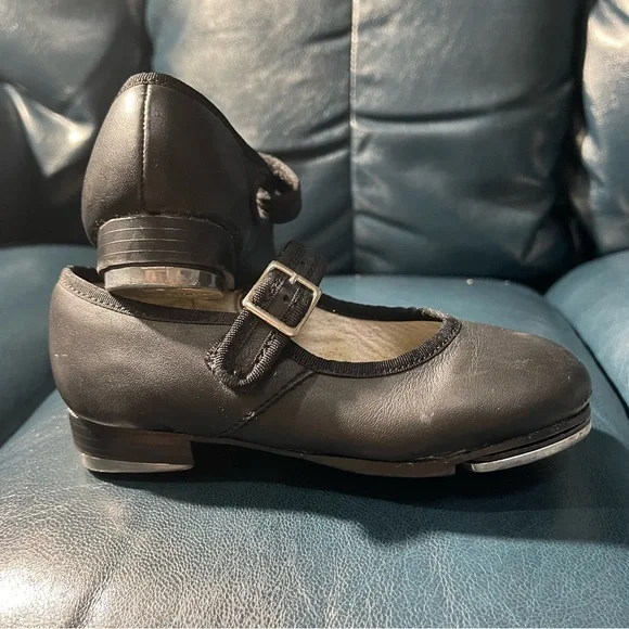 Capezio Black Leather Tap Shoes - GC - Size 9.5 - Picture 6 of 8